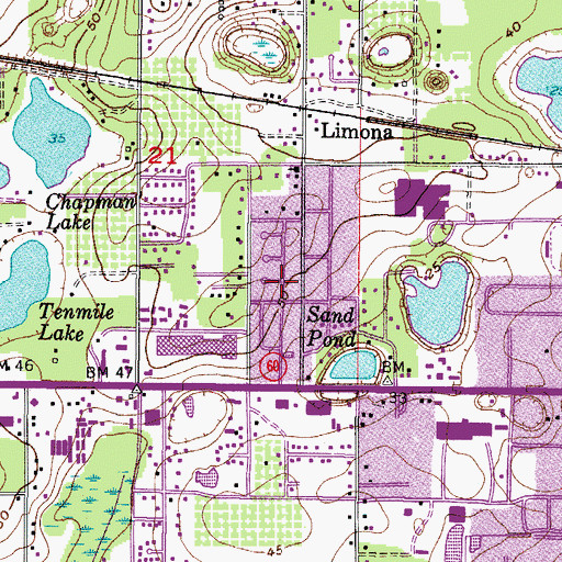Topographic Map of Brandontree, FL