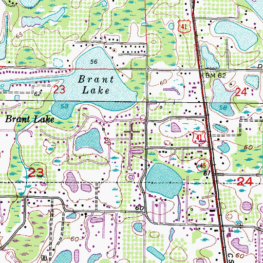 Topographic Map of Brant Lake Village, FL