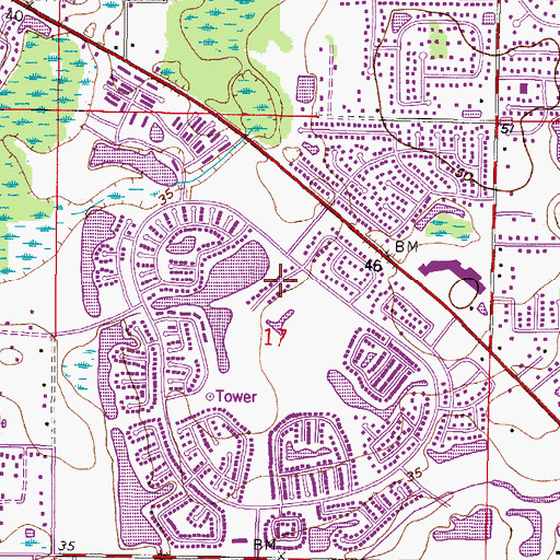 Topographic Map of Brookgreen Village, FL