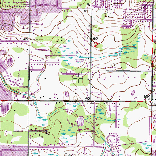 Topographic Map of Bryan Oaks, FL