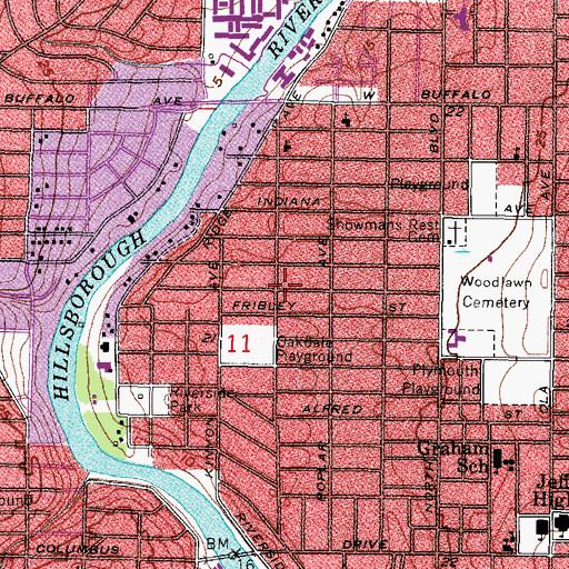 Topographic Map of Buffalo Heights, FL