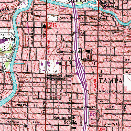 Topographic Map of Bungalow Park, FL