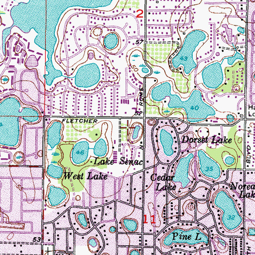 Topographic Map of Burnes Lake Estates, FL
