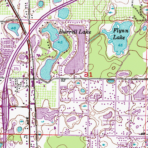 Topographic Map of Burrell Estates, FL