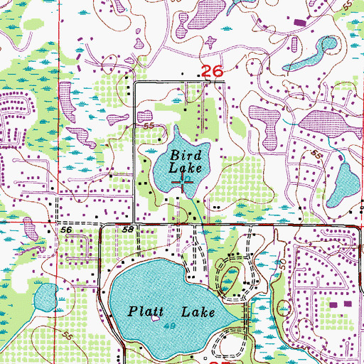 Topographic Map of Byrd Lake Woods, FL