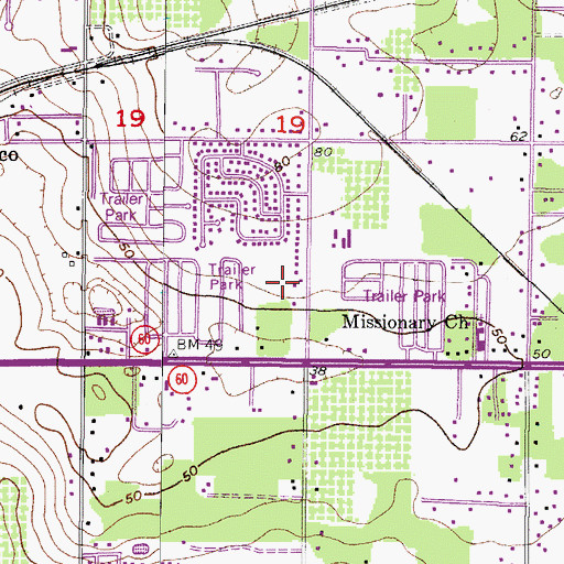 Topographic Map of Camden Oaks, FL