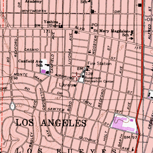 Topographic Map of Robertson Recreation Center, CA