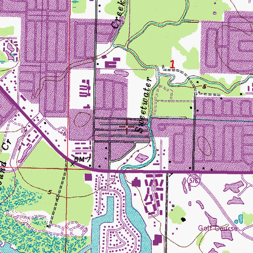 Topographic Map of Canal Shores, FL