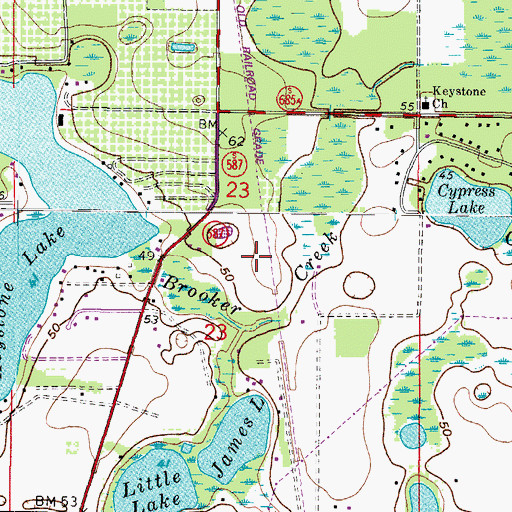 Topographic Map of Canterbury, FL