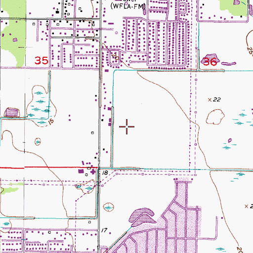 Topographic Map of Canterbury Lakes, FL