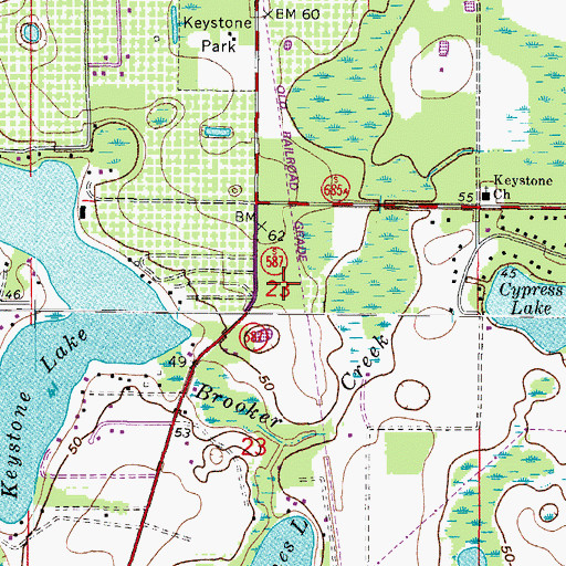 Topographic Map of Canterbury Woods, FL