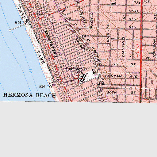 Topographic Map of Robinson School, CA