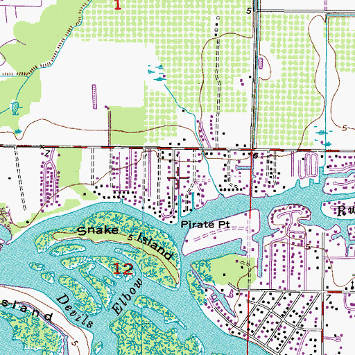 Topographic Map of Careys Pirate Point, FL