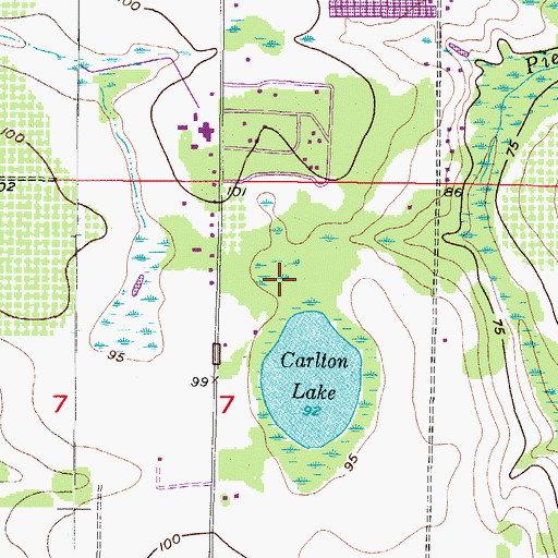 Topographic Map of Carlton Lake, FL