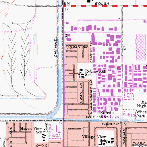 Topographic Map of Robinwood School, CA