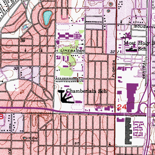 Topographic Map of Carolyn Estates, FL