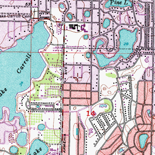 Topographic Map of Carroll Heights, FL