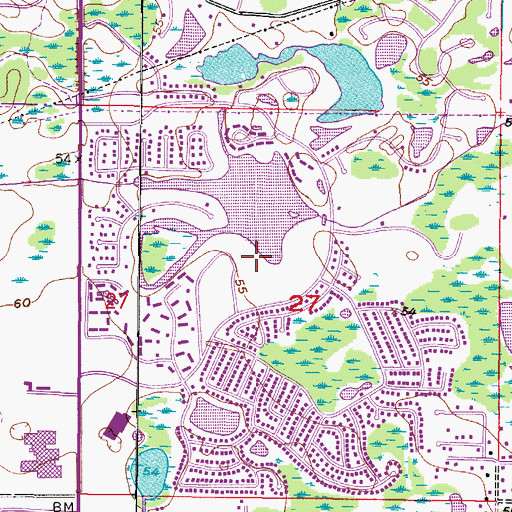 Topographic Map of Carrollton Lakes, FL