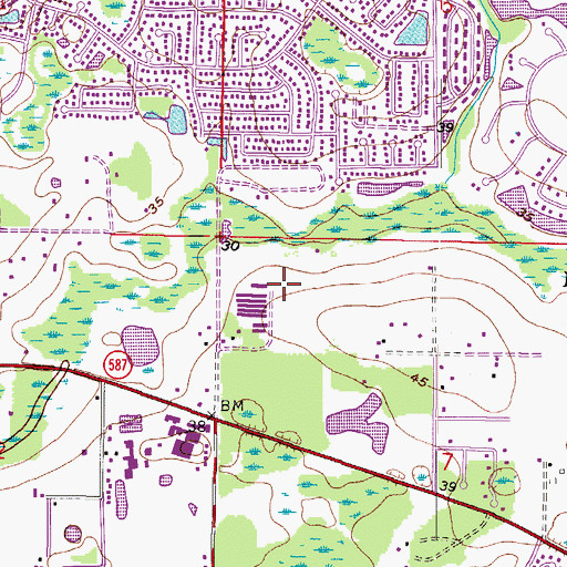 Topographic Map of Carrollwood Preserve, FL