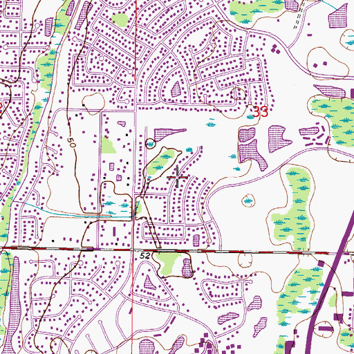 Topographic Map of Carrollwood Springs, FL