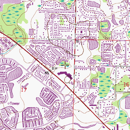 Topographic Map of Caseys Landing, FL