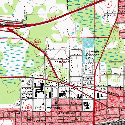 Topographic Map of Cedar Run, FL