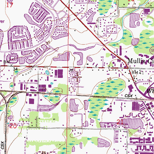 Topographic Map of Cedarwood Village, FL