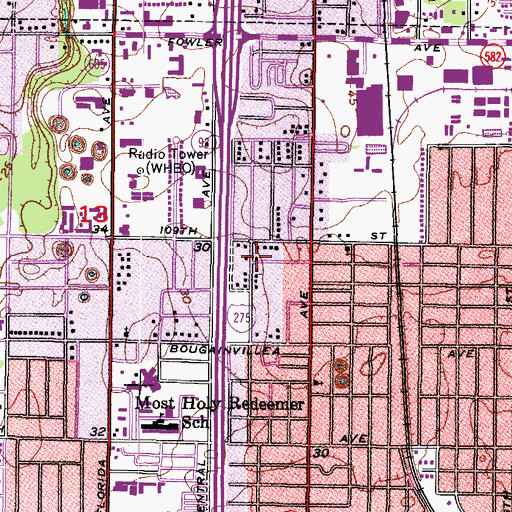 Topographic Map of Central Heights, FL
