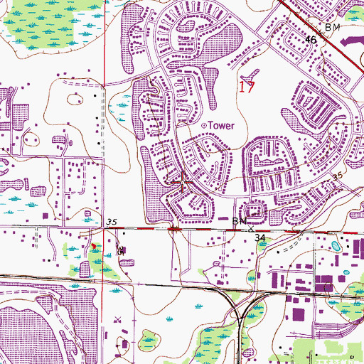 Topographic Map of Chadbourne Village, FL