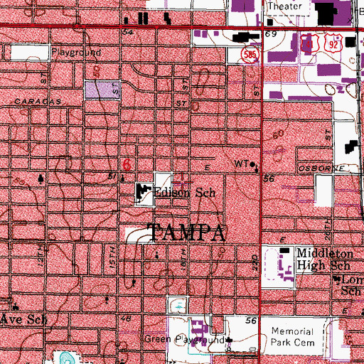 Topographic Map of Chesterfield Heights, FL