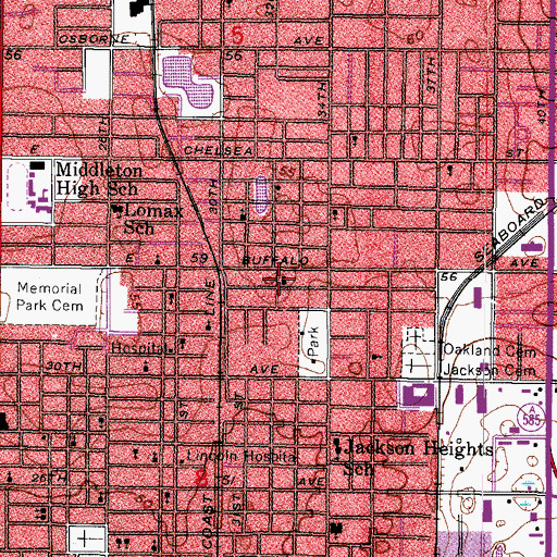 Topographic Map of College Heights, FL