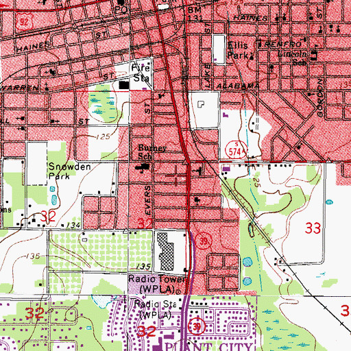 Topographic Map of Collins Park, FL