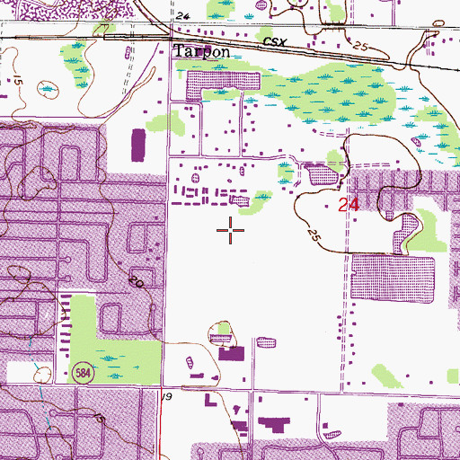 Topographic Map of Copperfield, FL