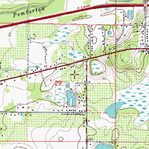 Topographic Map of Country Oaks Estates, FL