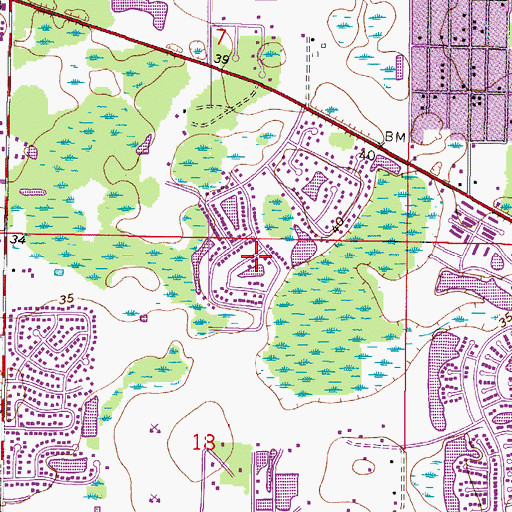 Topographic Map of Country Run, FL