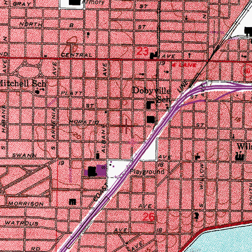 Topographic Map of Courier City, FL