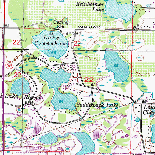 Topographic Map of Crenshaw Lakes, FL