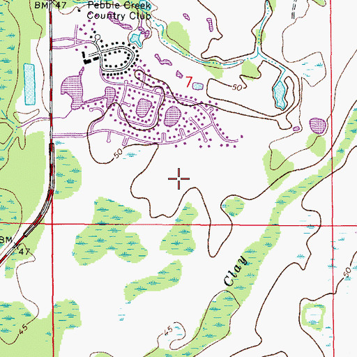 Topographic Map of Cross Creek, FL