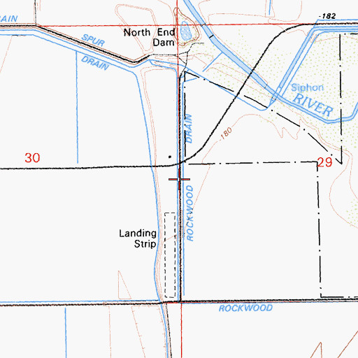 Topographic Map of Rockwood Drain, CA