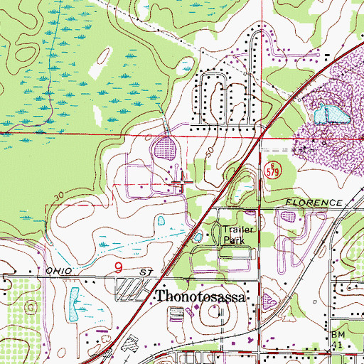 Topographic Map of Langshire Village, FL