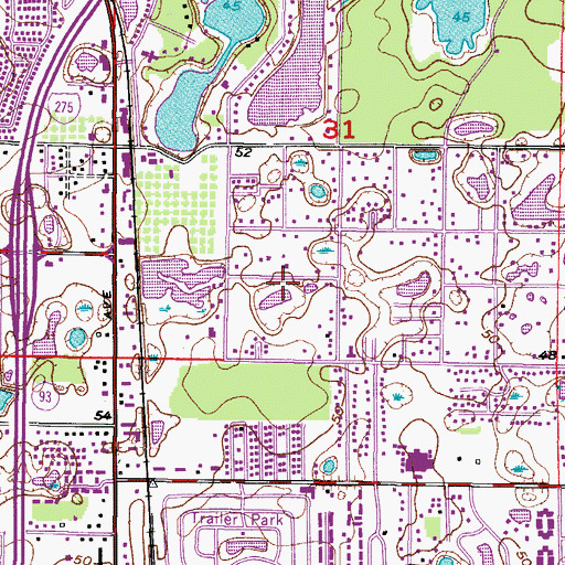 Topographic Map of Lawrence, FL