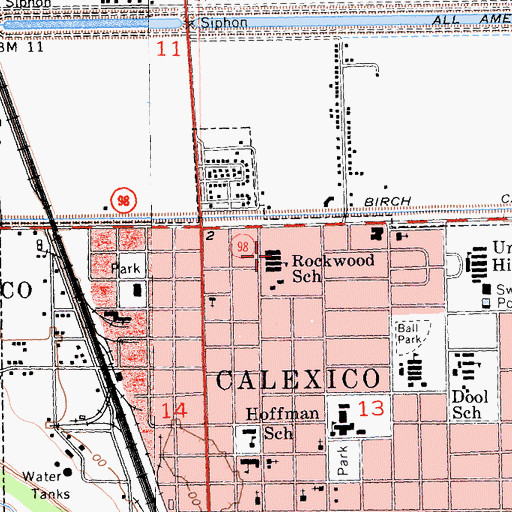 Topographic Map of Rockwood Elementary School, CA