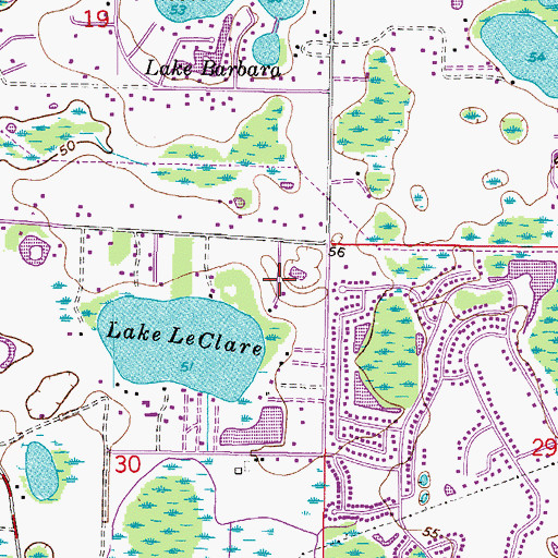 Topographic Map of Le Clare Shores, FL