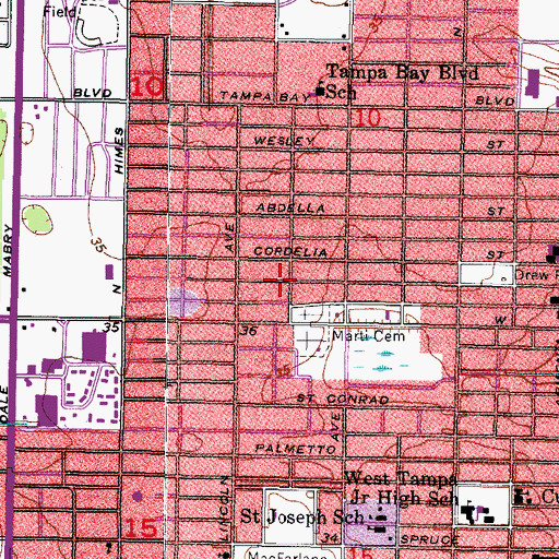 Topographic Map of Leone Estates, FL