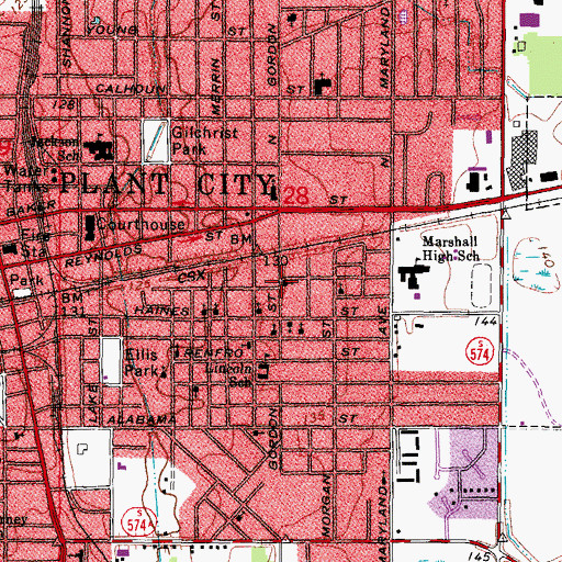 Topographic Map of Lincoln Park, FL