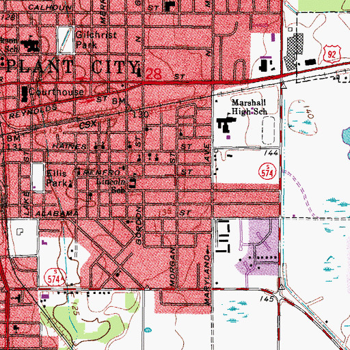 Topographic Map of Lincoln Park East, FL