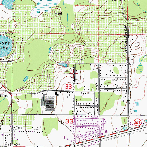 Topographic Map of Lindsey, FL
