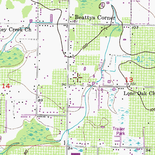 Topographic Map of Lone Oak Grove, FL