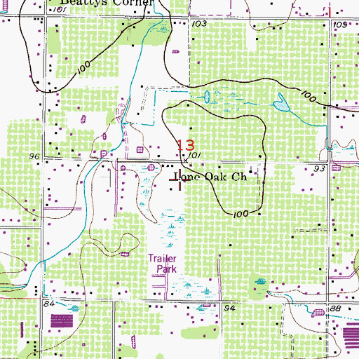 Topographic Map of Lone Oak Haven, FL