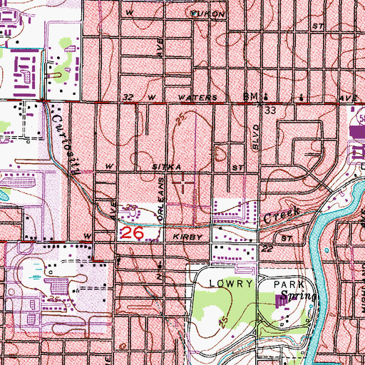 Topographic Map of Lowry Oaks, FL